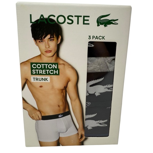 Lacoste Men’s Size Medium 3 pair cotton stretch Trunks NWT - Picture 1 of 9
